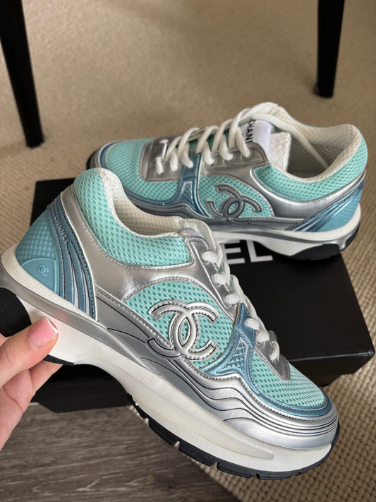 Blue & silver cc trainers size 5 uk