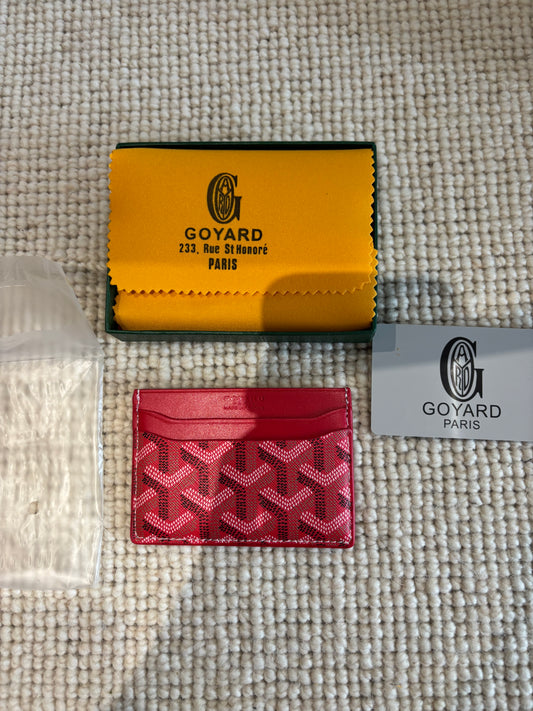 Red G card holder with box