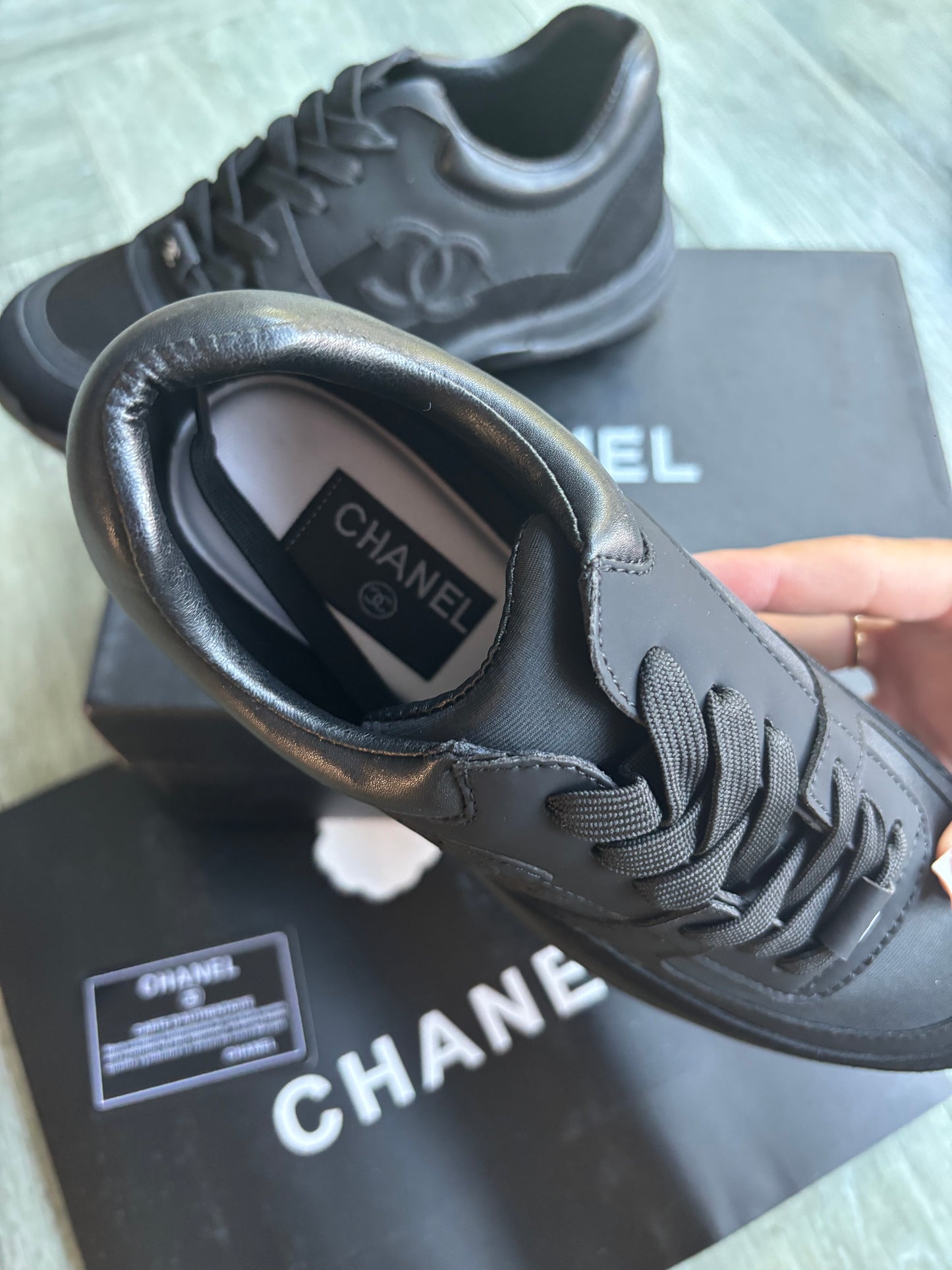 Black cc trainers size 5