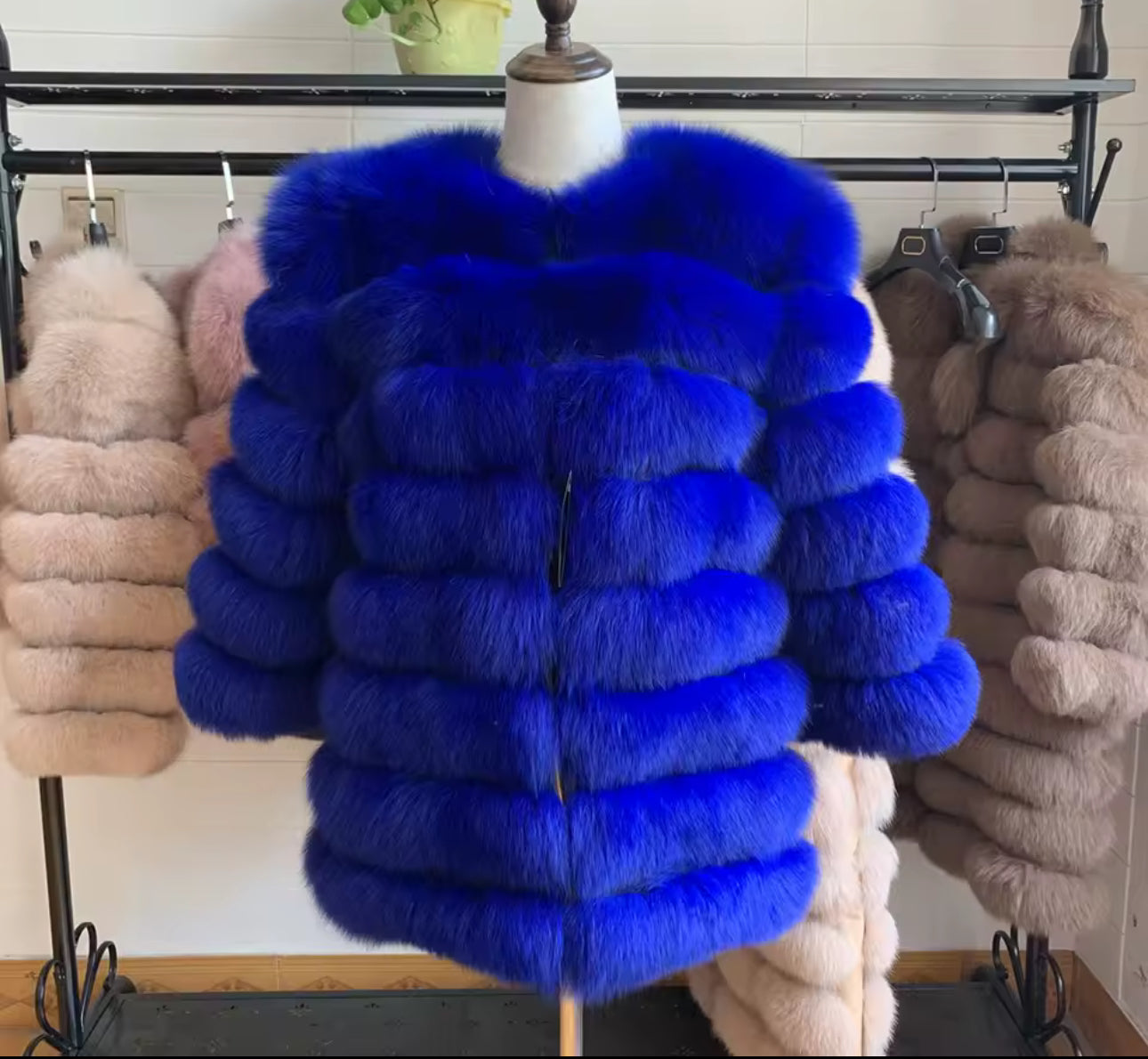 Natural long 4in1 fur coat