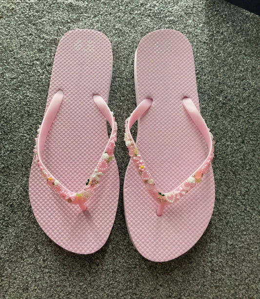 Pink flip flops with gems size 3/4