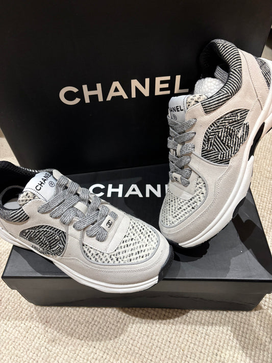 Grey & beige cc trainers size 5