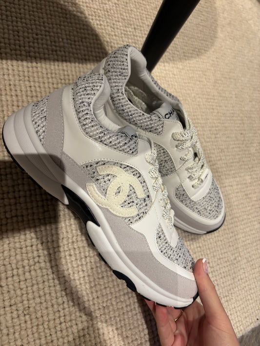 White with black flicks cc trainers size 5