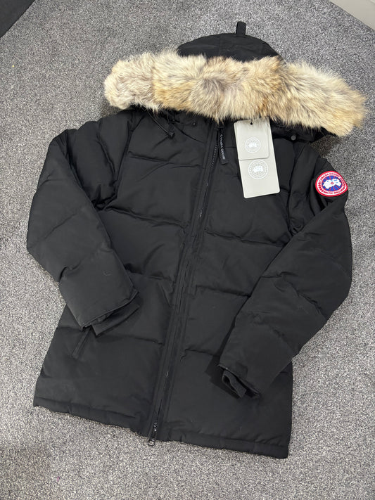Black canada Parker coat with natural fox fur