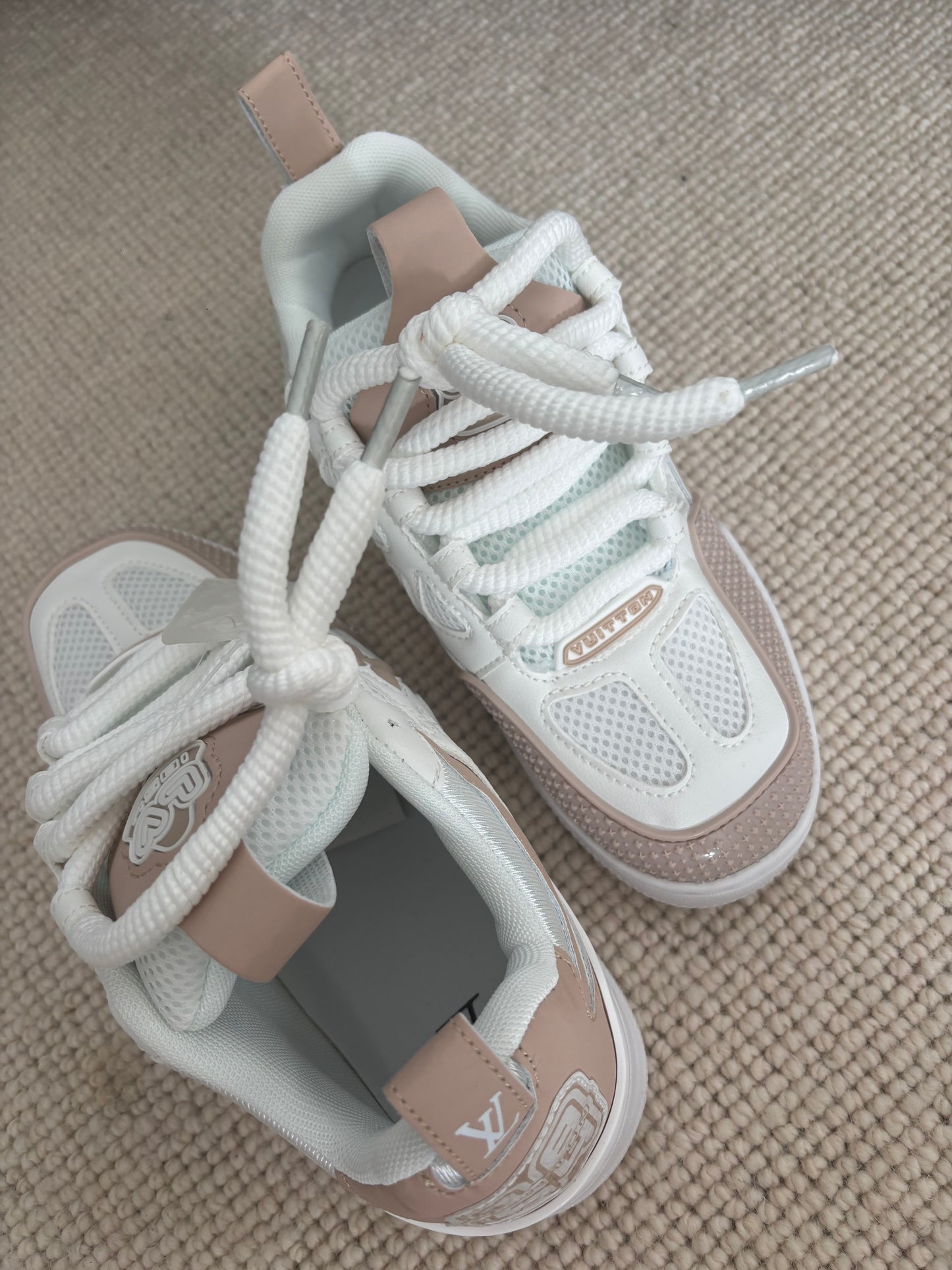 Beige and white lv trainers size 6