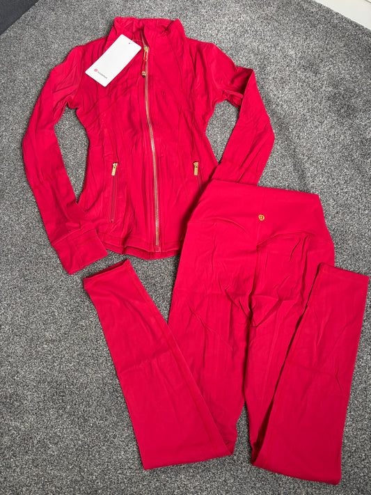 Red & gold lululemon gym sets size 2