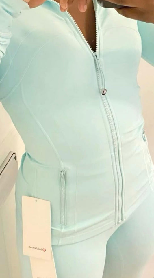 Tiffany blue Lulu gym set jacket and leggings