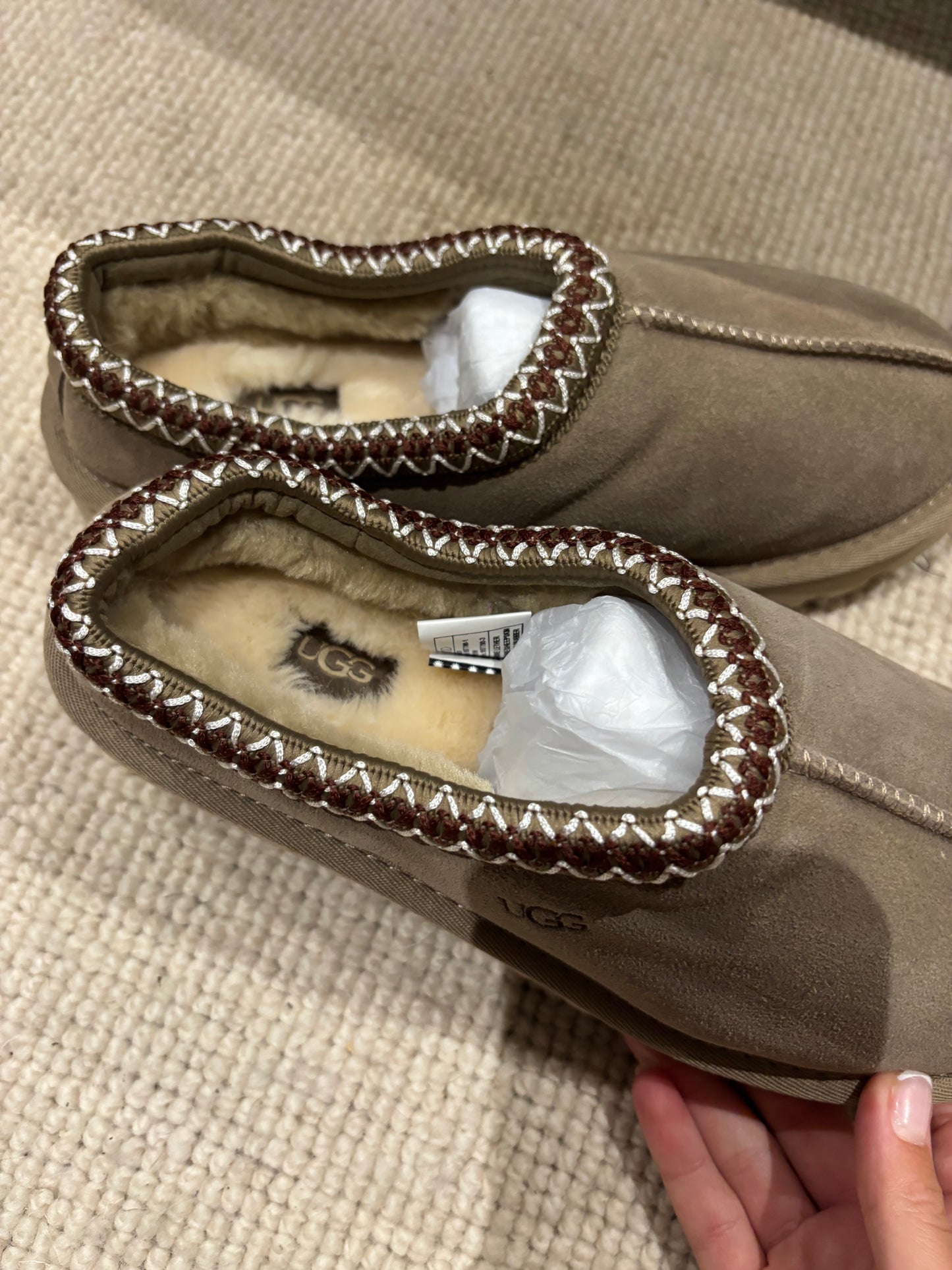 Dark beige slippers size 6