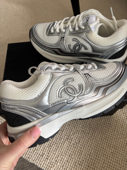 Silver cc trainers size 5 uk