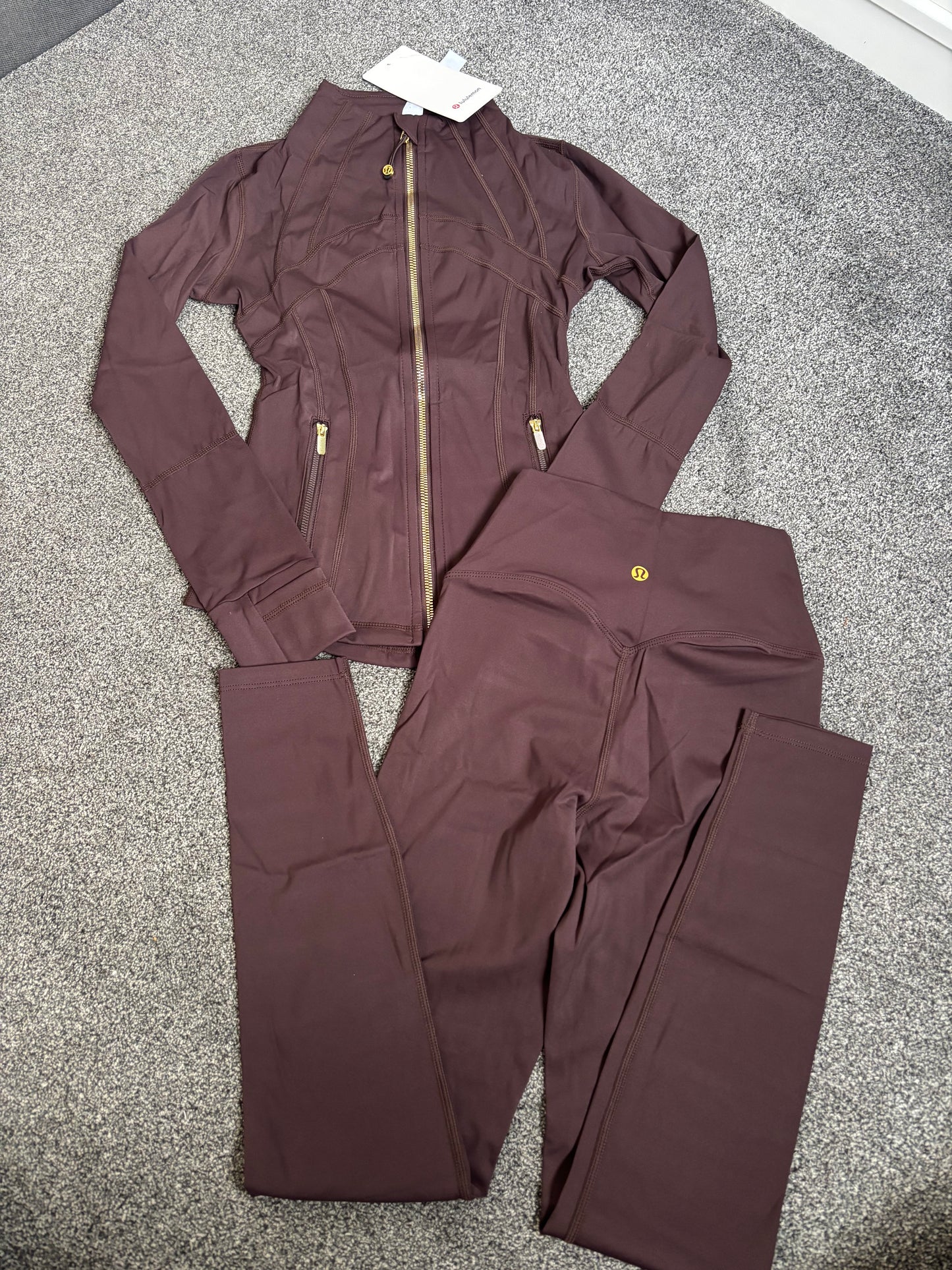 Chocolate brown & gold lululemon gym set size 2