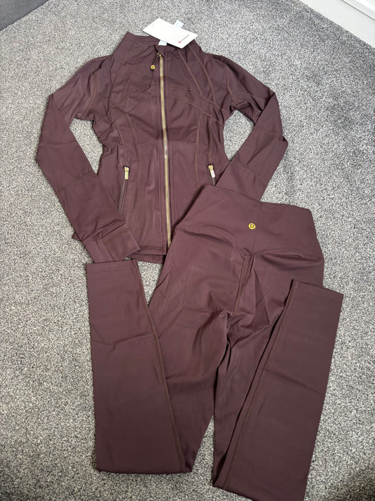 Chocolate brown & gold lululemon gym set size 2