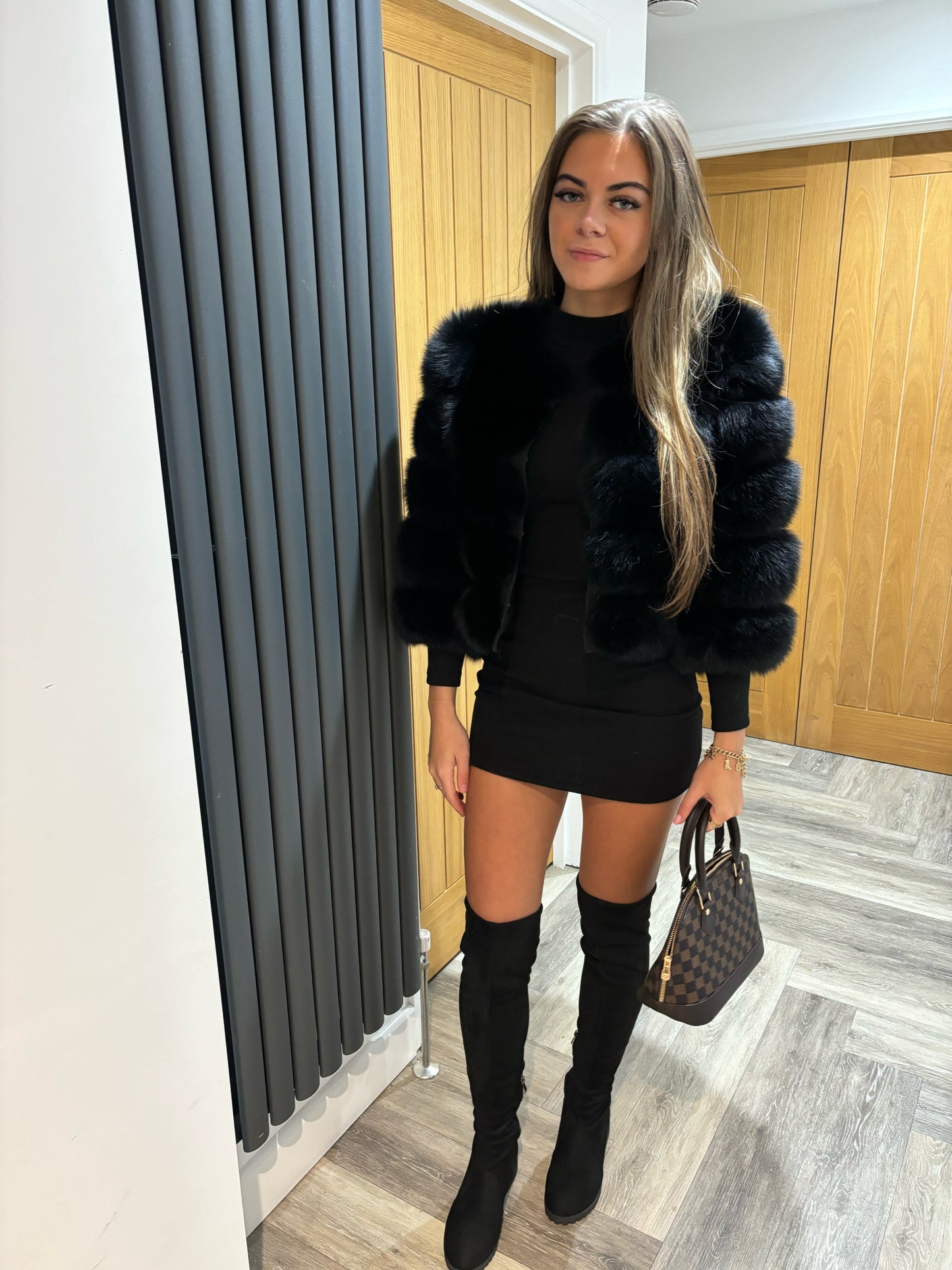 Natural fox fur coats detachable sleeves 2in1