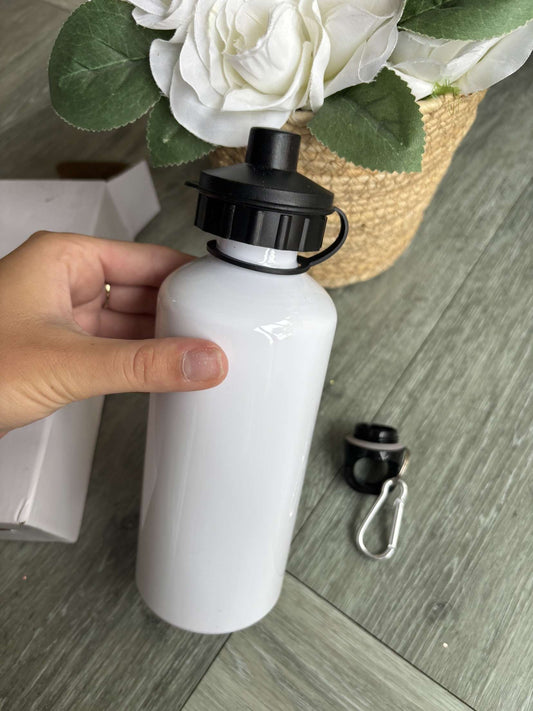 White Sports bottle with 2 different atchments