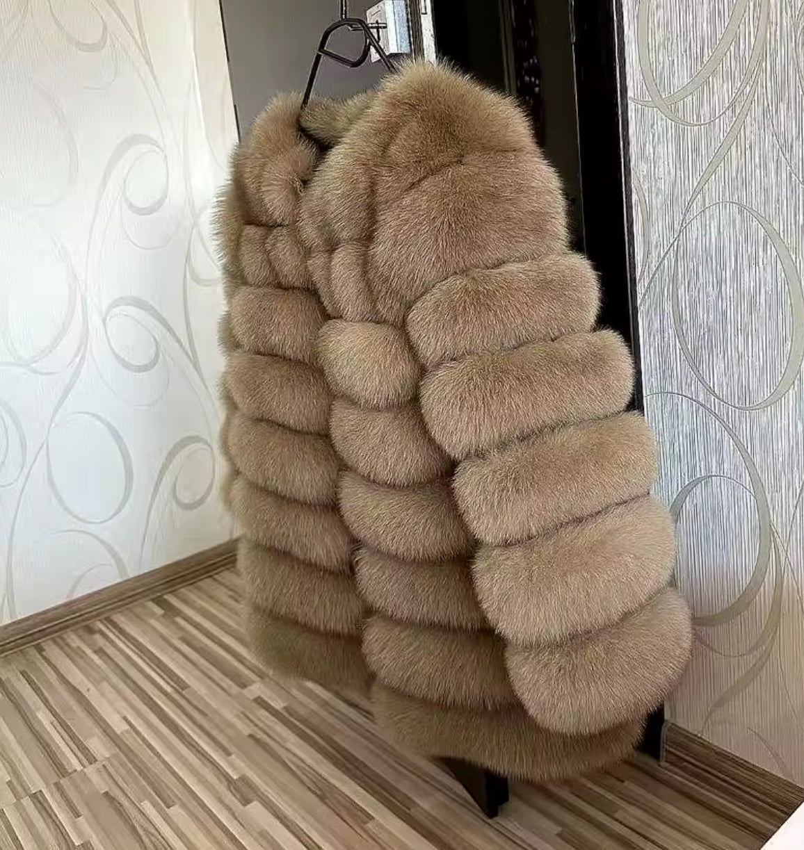 Natural long 4in1 fur coat
