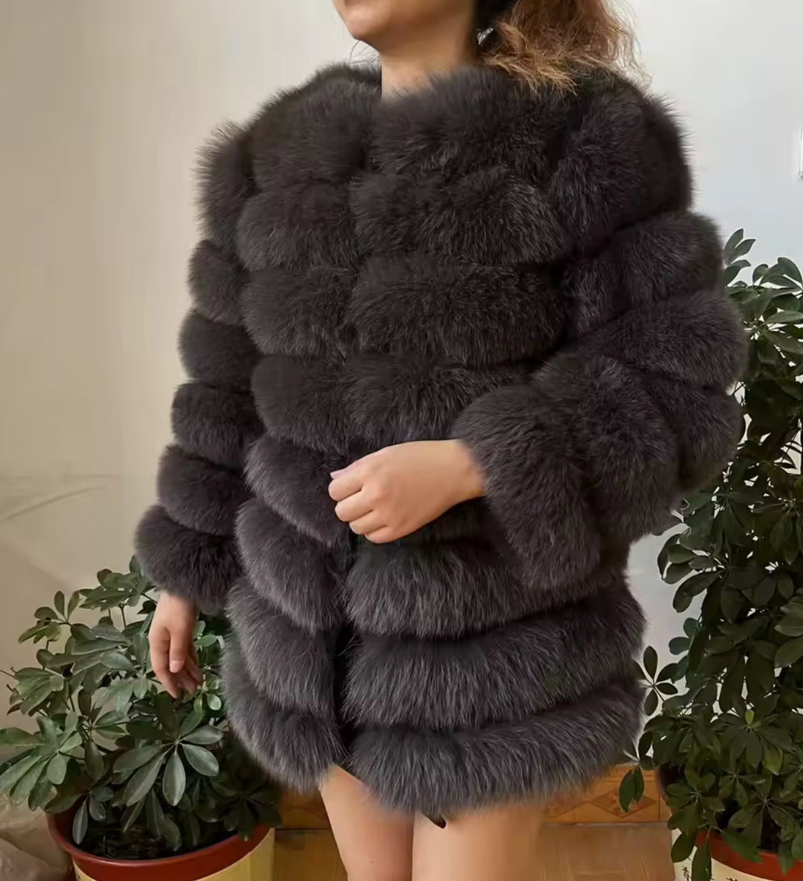 Natural long 4in1 fur coat