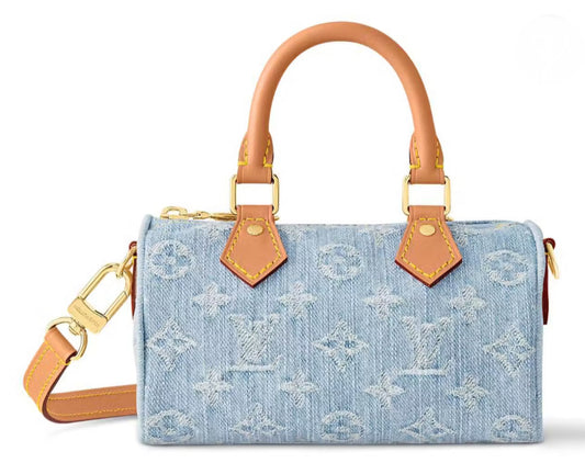 Blue denim mini crossover hand bag