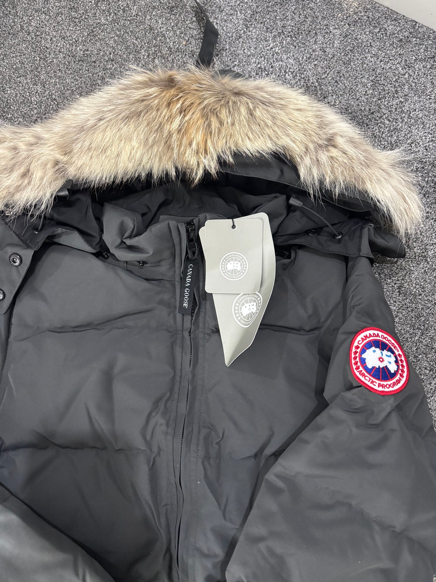 Grey Canada coat with natural fur