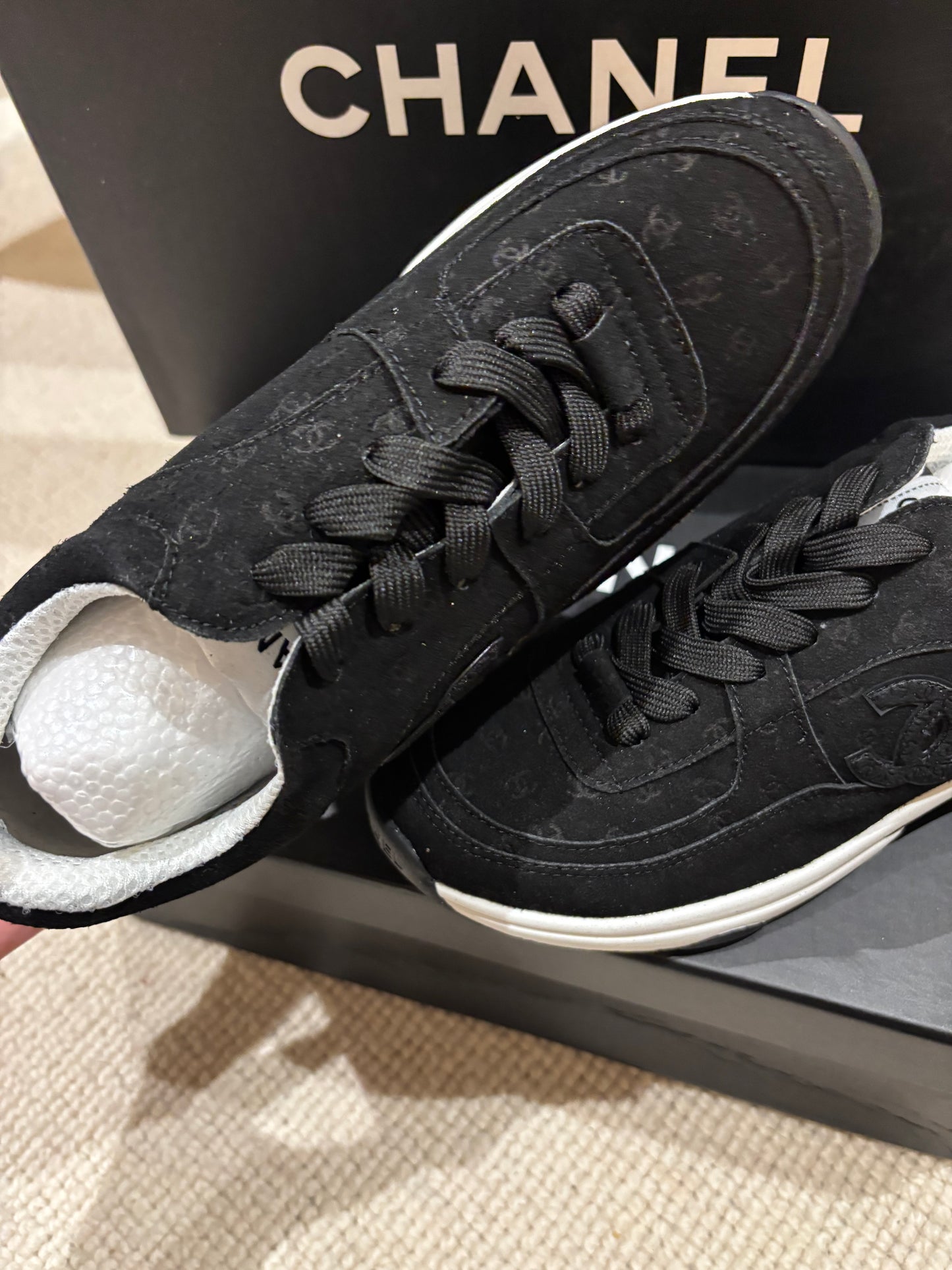 Black with tinny black cc trainers size 5